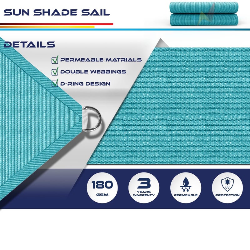 Windscreen4less 16' x 20' Sun Shade Sail Rectangle Outdoor Canopy Cover UV Block for Backyard Porch Pergola Deck Garden Patio (Turquoise) - Image 3